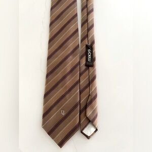 VINTAGE CHRISTIAN DIOR SILK BLEND TIE NEW YORK PARIS MACYS LOGO STRIPE